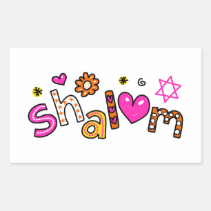 Cute Shalom Greeting Text Expression Rechthoekige Sticker