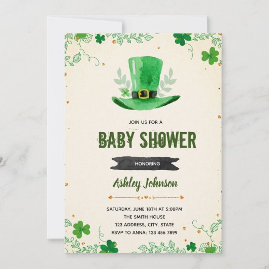 Cute shamrock baby shower-uitnodiging kaart (Voorkant)