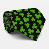 Cute Shamrock Pattern Black Stropdas (Opgerold)