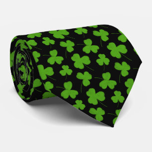 Cute Shamrock Pattern Black Stropdas