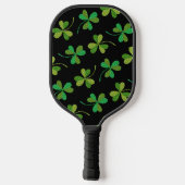 Cute Shamrock Pattern Green en Black Custom Name Pickleball Paddle (Achterkant)