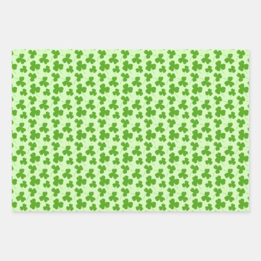 Cute Shamrock Pattern Green Inpakpapier Vel (Voorkant 3)