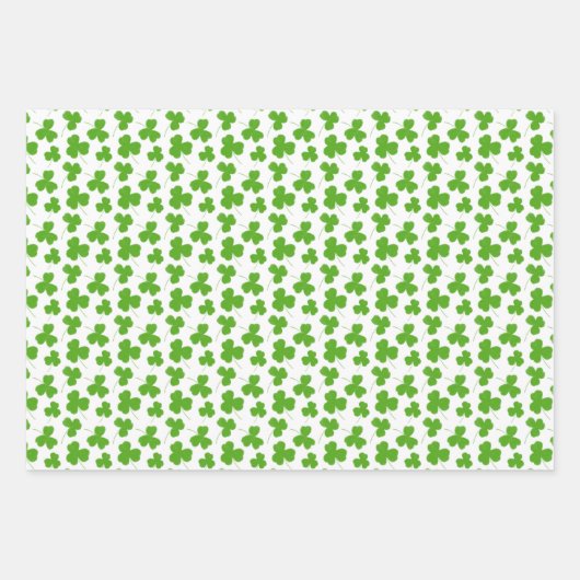 Cute Shamrock Pattern White Inpakpapier Vel (Voorkant 3)