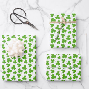 Cute Shamrock Pattern White Inpakpapier Vel