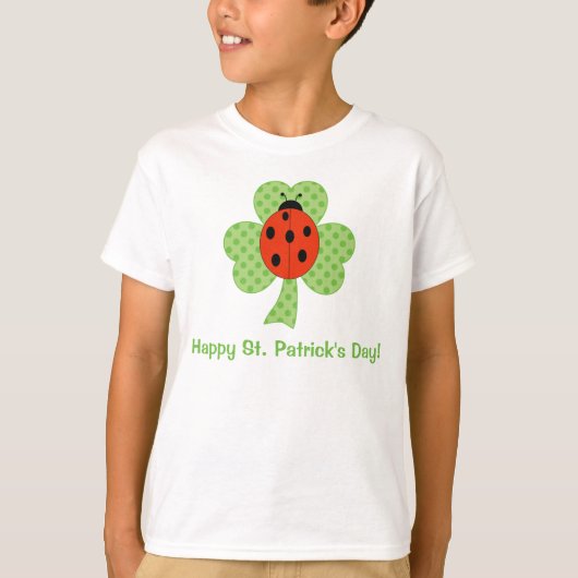 Cute Shamrock Polka dots St. Patricks Day ladybug T-shirt (Voorkant)