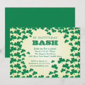 Cute Shamrock St. Patrick's Day Party Invitation Kaart (Voorkant / Achterkant)