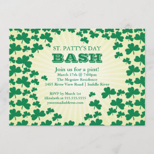 Cute Shamrock St. Patrick's Day Party Invitation Kaart