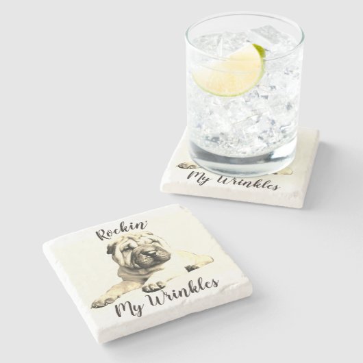 Cute Shar Pei Marble Onderzetter (Zijkant)