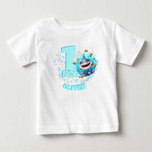 Cute Shark 1st Birthday Personalized Boy (Voorkant)