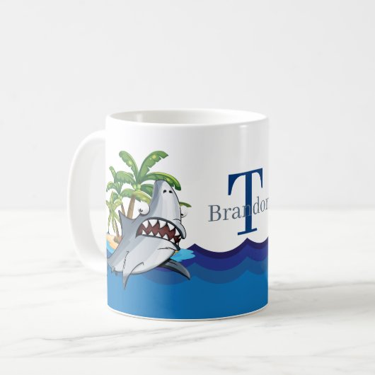 Cute shark add monogram Coffee Mok (Voorkant links)