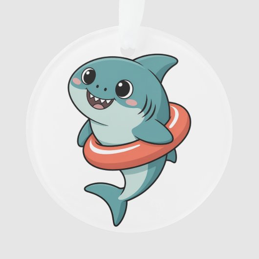 Cute Shark Baby With Float | Kids Ornament (voorkant)