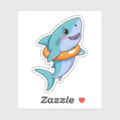Cute Shark Baby With Float | Kids Sticker (Vel)