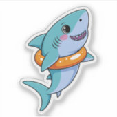 Cute Shark Baby With Float | Kids Sticker (Voorkant)
