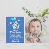 Cute Shark Balloons Foto Birthday Blue Hartelijk d Kaart (Staand voorkant)