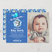 Cute Shark Balloons Foto Birthday Blue Hartelijk d Kaart (Voorkant / Achterkant)