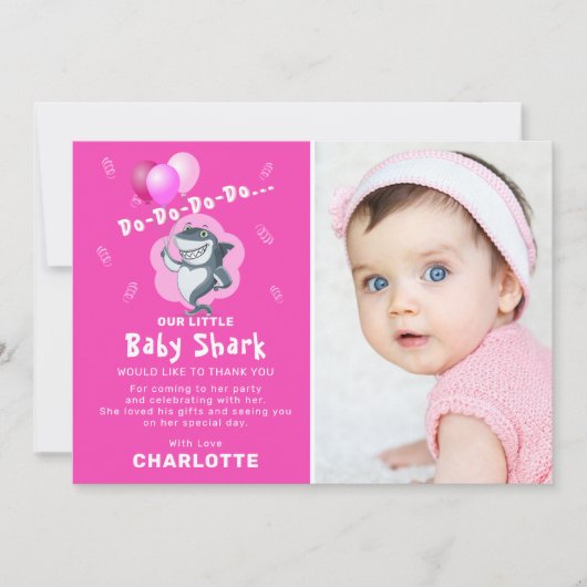 Cute Shark Balloons Foto Birthday Pink Hartelijk d Kaart (Voorkant)