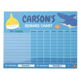 Cute Shark Beloningskaart Persoonlijke Naam & Take Notitieblok