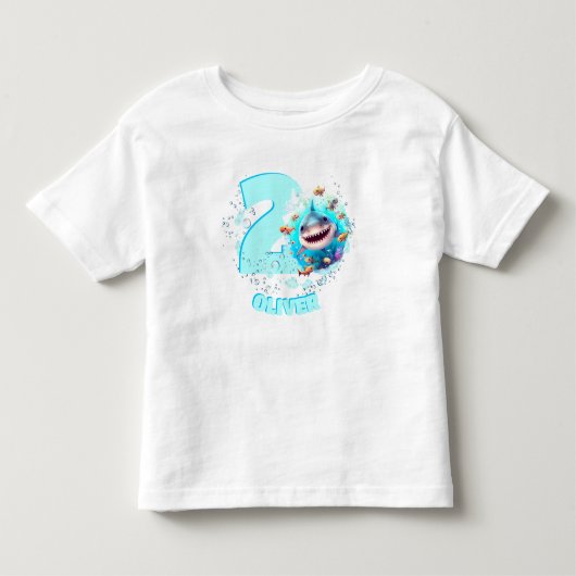 Cute Shark Birthday Custom Age Boy Kinder Shirts (Voorkant)