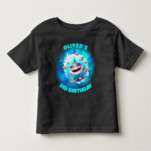 Cute Shark Birthday Personalized Boy Kinder Shirts (Voorkant)