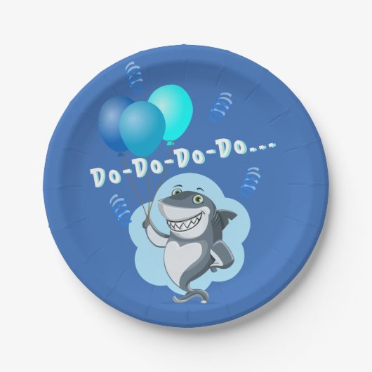 Cute Shark | Blauwe ballonnen van afgelopen dag Papieren Bordje (Voorkant)