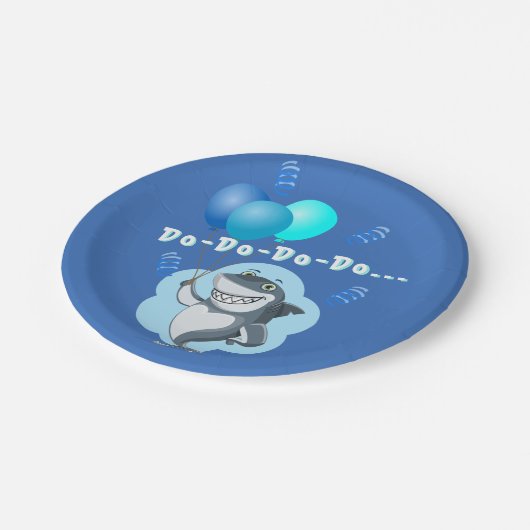 Cute Shark | Blauwe ballonnen van afgelopen dag Papieren Bordje (Gekanteld)