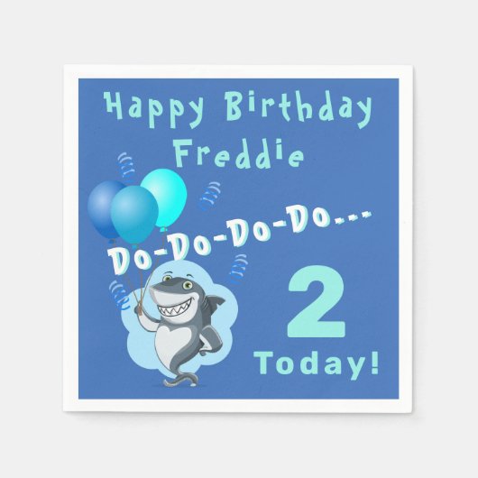 Cute Shark | Blauwe ballonnen van afgelopen dag Servet (Voorkant)