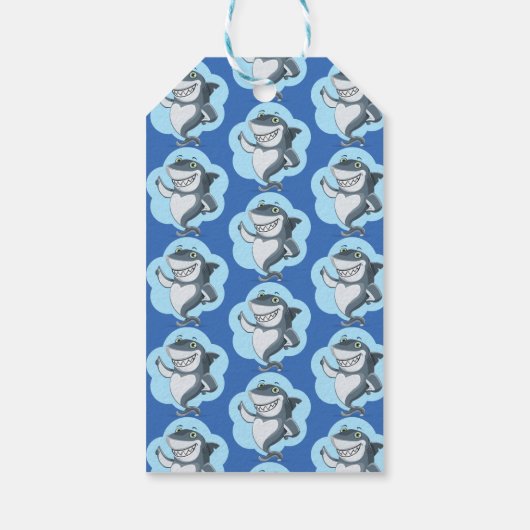 Cute Shark | Blue Birthday Personalized Cadeaulabel (Achterkant)