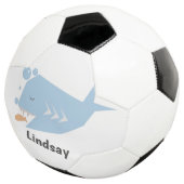 Cute Shark Blue Monogram Naam Voetbal (Drie kwart)