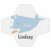 Cute Shark Blue Monogram Naam Voetbal (Enkel)