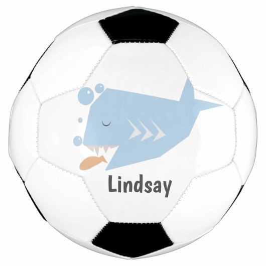 Cute Shark Blue Monogram Naam Voetbal (Voorkant)