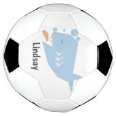 Cute Shark Blue Monogram Name Voetbal (Gedraaid)