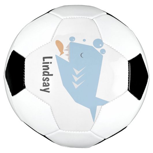 Cute Shark Blue Monogram Name Voetbal (Gedraaid)