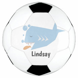 Cute Shark Blue Monogram Name Voetbal