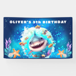 Cute Shark Boy Birthday Party Spandoek