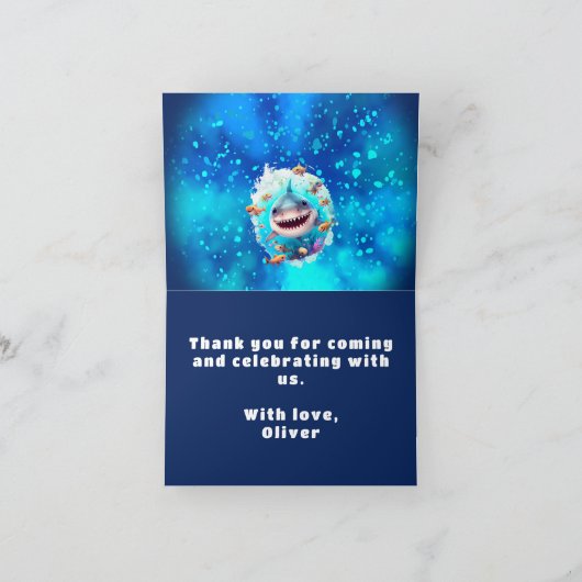 Cute Shark Boy Verjaardag Bedankkaart (Binnen)
