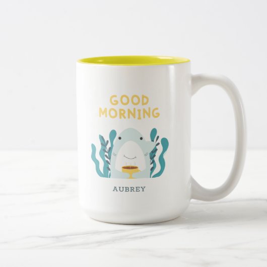 Cute Shark Coffee-Mok Tweekleurige Koffiemok (Rechts)