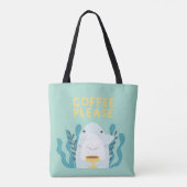 Cute Shark Drink koffie-Canvas tas (Achterkant)