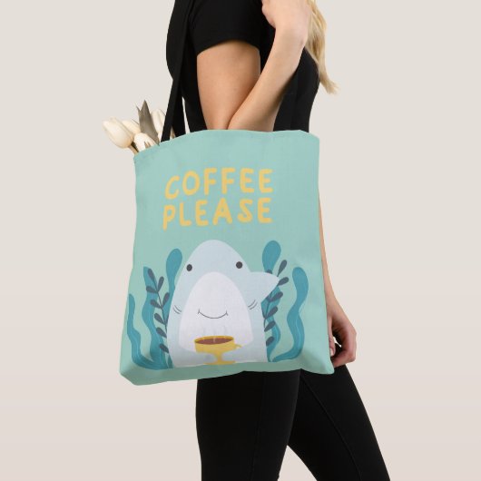 Cute Shark Drink koffie-Canvas tas (Dichtbij)