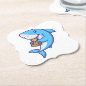 Cute Shark Eating Pizza Kartonnen Onderzetters (Gekanteld)