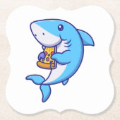 Cute Shark Eating Pizza Kartonnen Onderzetters (Voorkant)