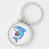 Cute Shark Eating Pizza Sleutelhanger (Voorkant)