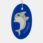 Cute Shark Kinder Name Keramisch Ornament (Rechts)