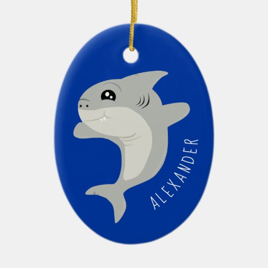 Cute Shark Kinder Name Keramisch Ornament (Voorkant)