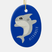Cute Shark Kinder Name Keramisch Ornament (Achterkant)