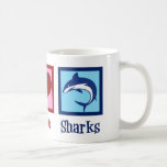 Cute Shark Koffiemok<br><div class="desc">Deze geweldige blauwe haaiengift is perfect voor een schoolteam met een geweldige witte mascotte van haaien. Cool Peace Love Sharks design.</div>