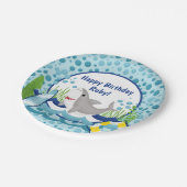 Cute Shark Ocean Happy Birthday Papieren Bordje (Gekanteld)