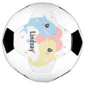 Cute Shark Pastel Monogram Naam Voetbal (Gedraaid)
