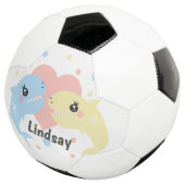 Cute Shark Pastel Monogram Naam Voetbal (Drie kwart)