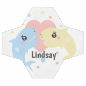Cute Shark Pastel Monogram Naam Voetbal (Enkel)