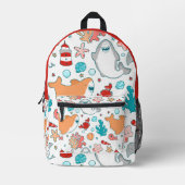 Cute Shark Pattern Bedrukte Rugzak (Voorkant)